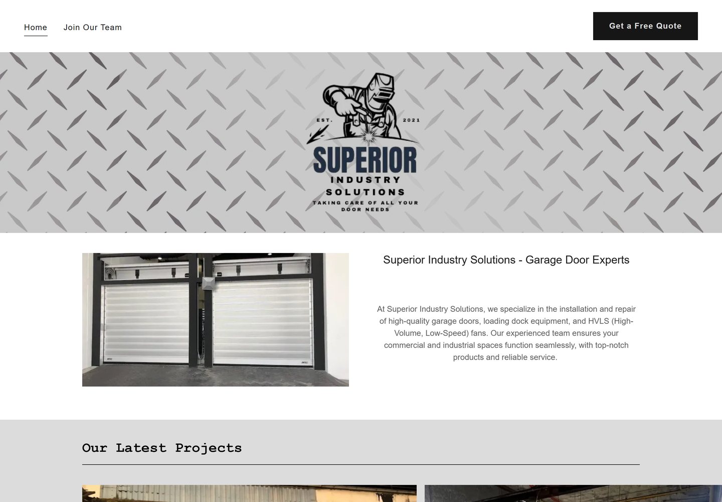 The previous Superior Industry Solutions homepage, built on GoDaddy Website Builder.
